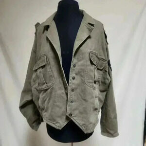 Ultra Pink Large Drab Green‎ Military Inspired Jacket Unisex Corset Back Grunge